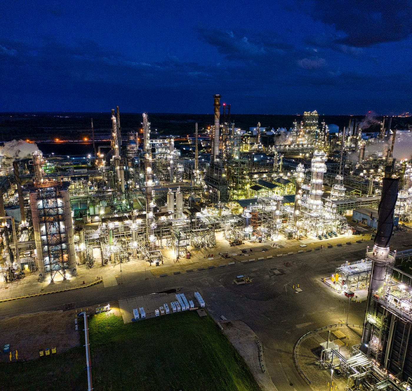 Industrial infrastructure project at night